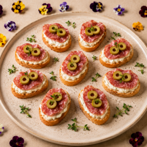 Mini kanapeczki z salami, kremowym serkiem i oliwką - BOX 10 szt.